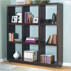 Coaster Wall 9 Shelf Divider Wood Bookcase in Cappuccino