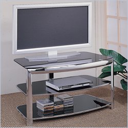Coaster Contemporary Chrome TV Stand with Black Glass Shelves