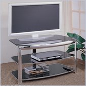 Coaster Contemporary Chrome TV Stand with Black Glass Shelves