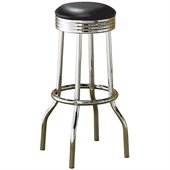 Coaster Cleveland Chrome Plated Soda Fountain Bar Stool in Black