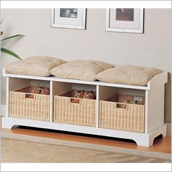 Coaster White Storage Bench with Baskets