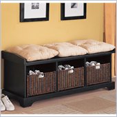 Coaster Black Storage Bench with Baskets