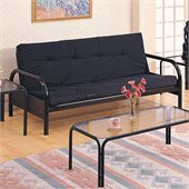 Coaster Metal Full Size Futon Frame with Large Armrest in Black