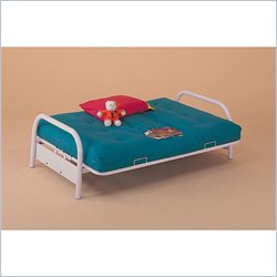 Coaster Steel Futon Frame with Large Armrest in White