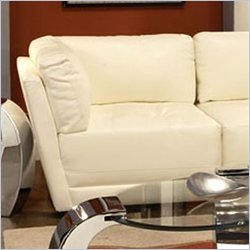 Coaster Contemporary Bonded Leather Corner Chair in White