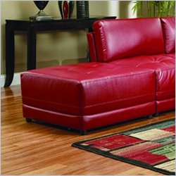 Coaster Contemporary Square Bonded Leather Ottoman in Red