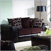rent to own furniture Coaster Vinyl Tufted Love Seat in Brown Chenille
