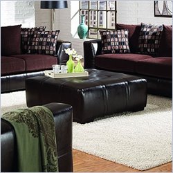 Coaster Tufted Square Cocktail Ottoman in Brown Vinyl Furniture Living Room Ottomans Coaster 250574