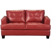 Coaster Samuel Modern Tufted Love Seat in Red Bonded Leather