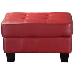 Coaster Samuel Modern Tufted Square Ottoman in Red Bonded Leather