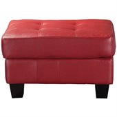 Coaster Samuel Modern Tufted Square Ottoman in Red Bonded Leather