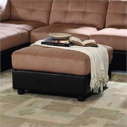Coaster Tufted Square Microfiber Ottoman in Brown
