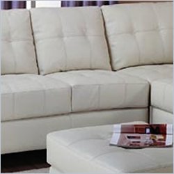 Coaster Bonded Leather Armless Chair in White Cream Finish