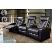 Coaster Pillow Top Four Piece Leather Match Theater Seating Set in Black