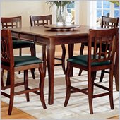 Coaster Newhouse Square Counter Height Dining Table with Lazy Susan in Cherry