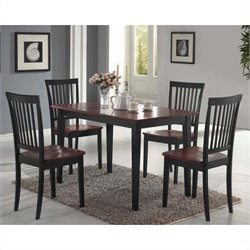Coaster 5 Piece Dining Set in Two Tone Dark and Cherry Finish