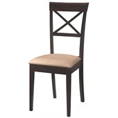 Coaster Hyde Cross Back Dining Chair with Fabric Seat in Cappuccino Finish