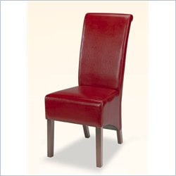 Coaster Bycast Vinyl Rolled Back Parson Dining Chair in Burgundy