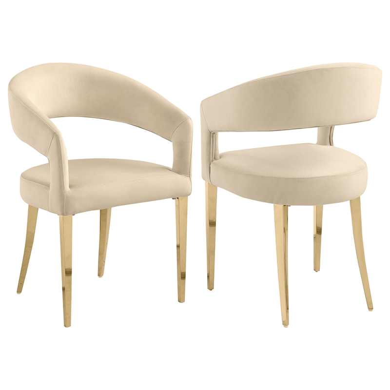 Set Of Two Cream And Gold Upholstered Fabric Side Chairs Set Of Two Cream And Gold Upholstered Fabric Side Chairs