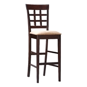 Coaster Hyde 30 Wheat Back Bar Stool with Fabric Seat in Cappuccino