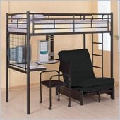 Coaster Max Twin Over Futon Metal Bunk Bed with Desk in Black Finish