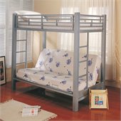 Coaster Alicia Metal Twin over Futon Bunk Bed in Silver Finish