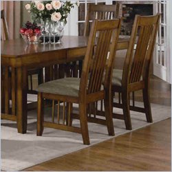Coaster Burton Upholstered Side Chair in Warm Medium Oak Finish