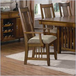 Coaster Burton Upholstered Arm Chair in Warm Medium Oak Finish