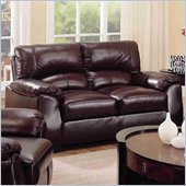 rent to own furniture Coaster Drake Leather Match Love Seat in Rich Brown