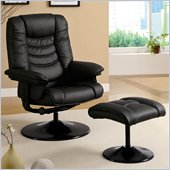 Coaster Contemporary ReclinerChair with Ottoman in Black Leatherette