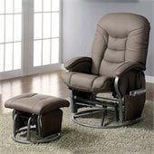 Coaster Recliners with Ottomans Casual Glider Recliner Chair in Beige Leatherette
