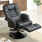 Coaster Recliners Casual Swivel Recliner Chair in Black Leatherette