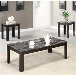Coaster 3 Piece Occasional Table Sets Coffee and End Table Set with Marble-Look Top