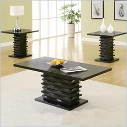 Coaster 3 Piece Occasional Table Sets Coffee and End Table Set in Stark Black
