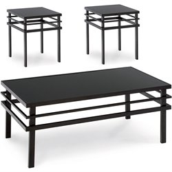 Coaster 3 Piece Occasional Table Sets Modern Coffee and End Table Set in Black