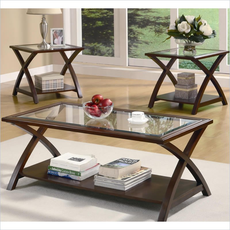 Coaster 3 Piece Casual Coffee and End Table Set in Cappuccino