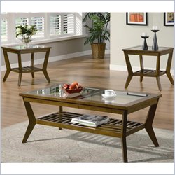 Coaster 3 Piece Occasional Table Sets Coffee and End Table in Oak Finish