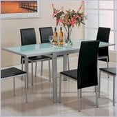 Coaster Sunrise Frosted Glass Dining Table with Metal Extensions