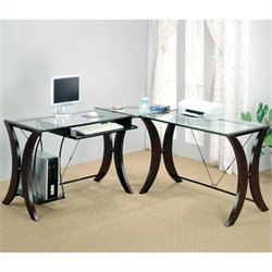 Coaster Division L-Shape Computer Desk Unit in Cappuccino Finish