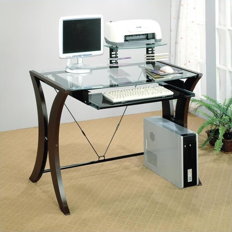 Coaster Division Table Desk with Glass Top in Cappuccino Finish