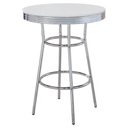 Coaster Cleveland 1950s Soda Fountain Chrome Pub Table with White Top