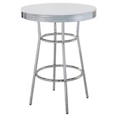 Coaster Cleveland 1950s Soda Fountain Chrome Pub Table with White Top