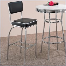 Coaster Cleveland Chrome Plated Bar Stool with Black Cushion