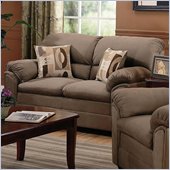 rent to own furniture Coaster Sumner Casual Microfiber Love Seat with Throw Pillows in Brown