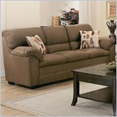 rent to own furniture Coaster Sumner Casual Microfiber Sofa with Throw Pillows in Saddle