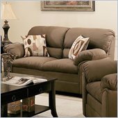 rent to own furniture Coaster Sumner Casual Microfiber Love Seat with Throw Pillows in Saddle