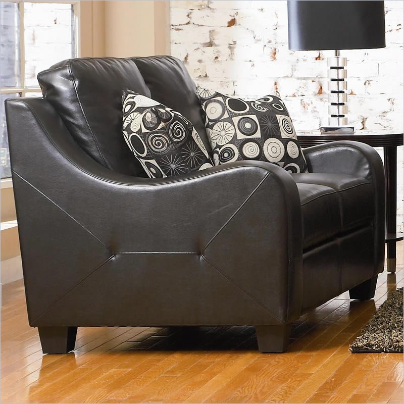 Coaster Java Contemporary Love Seat in Rich Black Bonded Leather