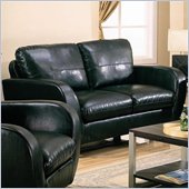 rent to own furniture Coaster Piven Contemporary Love Seat in Bonded Leather Black