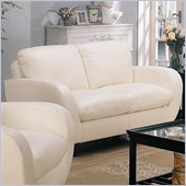 rent to own furniture Coaster Piven Contemporary Love Seat in Bonded Leather White