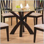 Coaster Shoemaker Crossing Pedestal Dining Table with Glass Top in Cappuccino
